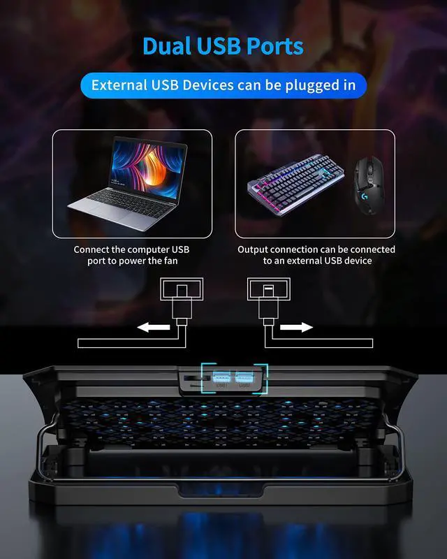 Alt view image 4 of 5 - AICHESON S039 Blue Laptop Cooler and 003 Blue Laptop Cooling Pad Set