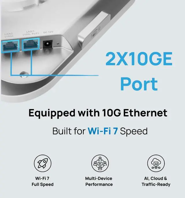Alt view image 4 of 5 - Engenius Technologies ECW536 Engenius Ecw536 Cloud-mngd Ap Wrls Wi-fi 7 Tri-band 4x4x4 /10gbe Poe++