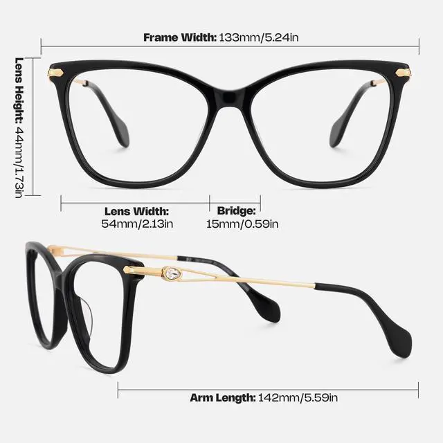 Alt view image 5 of 5 - Zeelool Classic Cat Eye Frame Blue Light Blocking Glasses for Women 100% UV400 Protection ZJGX035111-04B