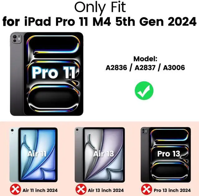 Alt view image 2 of 5 - Timecity Case for iPad Pro 11 inch 2024 (M4) 5th Generation: Heavy Duty Rugged Shockproof Protective Case with Screen Protector, Foldable Stand- Blue