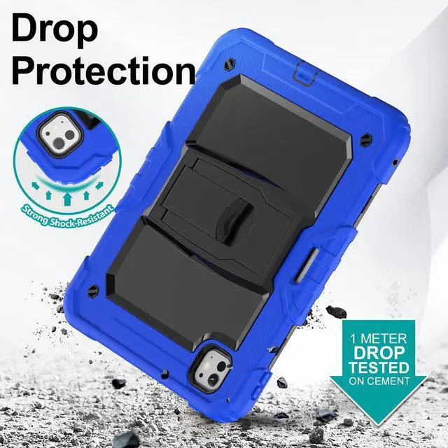 Alt view image 3 of 5 - Timecity Case for iPad Pro 11 inch 2024 (M4) 5th Generation: Heavy Duty Rugged Shockproof Protective Case with Screen Protector, Foldable Stand- Blue