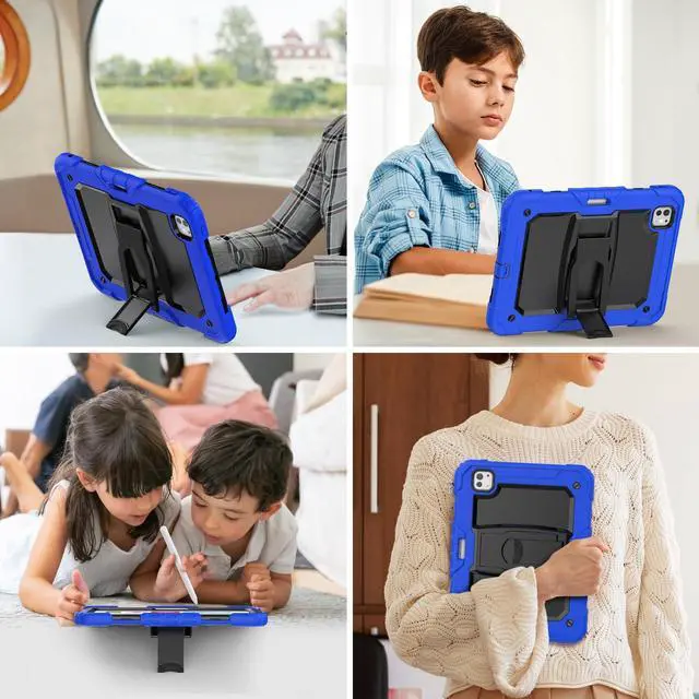 Alt view image 5 of 5 - Timecity Case for iPad Pro 11 inch 2024 (M4) 5th Generation: Heavy Duty Rugged Shockproof Protective Case with Screen Protector, Foldable Stand- Blue