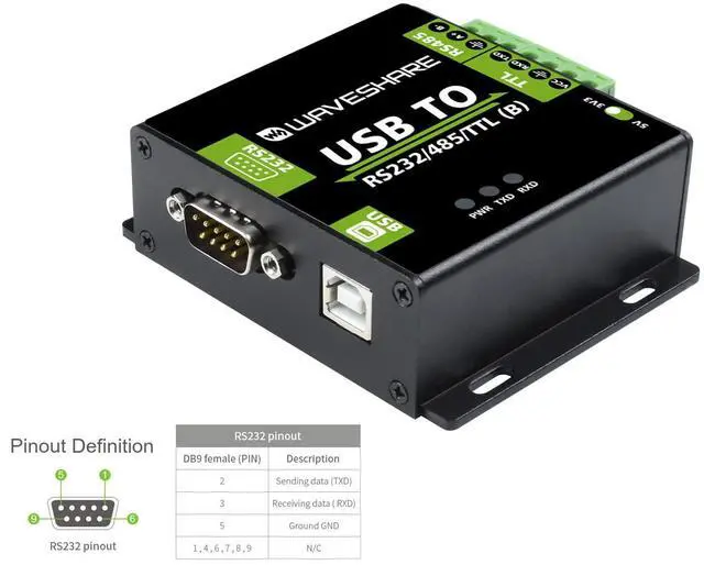 Alt view image 2 of 5 - USB to RS485/RS232/TTL Converter Industrial Digital Isolated Converter with CH343G Inside, Multi-Protocol & Multi-Type Conversion, Support Windows 11/10/8.1/8/7 Linux Android Mac etc.