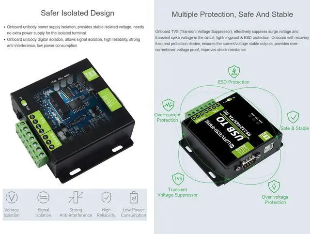 Alt view image 5 of 5 - USB to RS485/RS232/TTL Converter Industrial Digital Isolated Converter with CH343G Inside, Multi-Protocol & Multi-Type Conversion, Support Windows 11/10/8.1/8/7 Linux Android Mac etc.