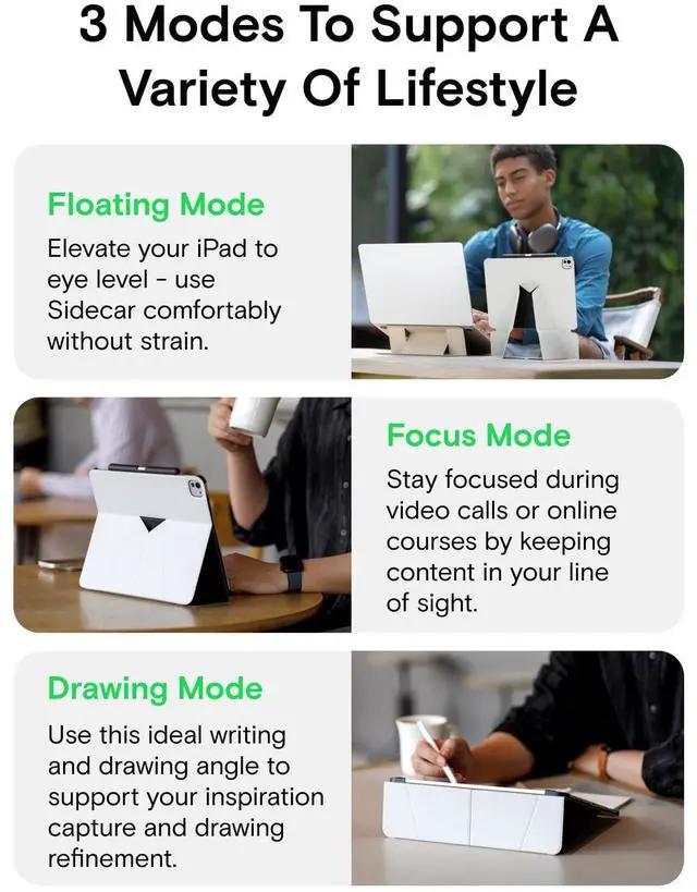 Alt view image 5 of 5 - MOFT Folio Case for iPad Air 13 inch (M2/M3) with Detachable Pencil Holder, Peppermint