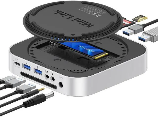 Main image of ORICO MiniLink USB Hub Compatibility with Mac mini M4, 9-in-1 Aluminum Dock with SSD Enclosure for NVME/SATA M.2, USB A 10Gbps, 3.0 SD/TF Card Readers, 3.5mm Audio Jack