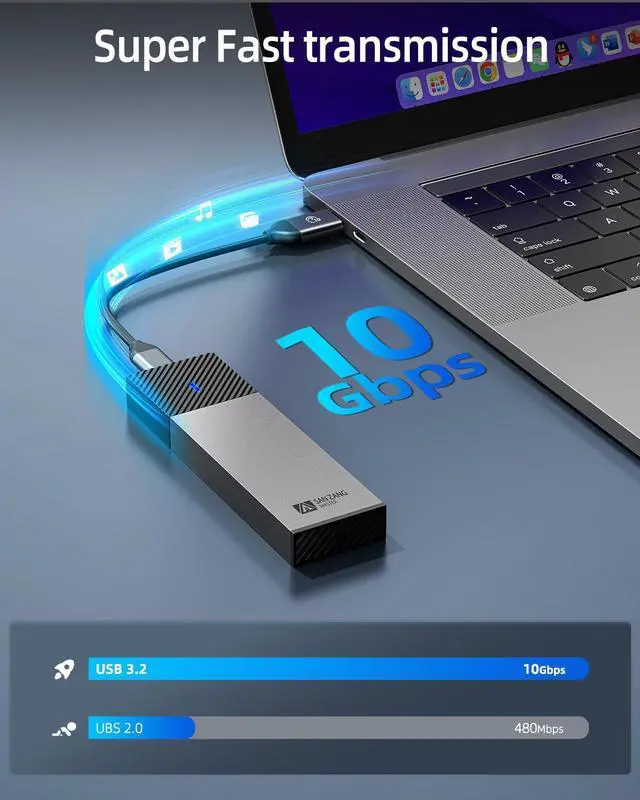 Alt view image 2 of 5 - M.2 NVMe Enclosure M.2 SSD Enclosure with 10Gbps Transmission, USB 3.2 NVME SSD Enclosure Adapter for 2230 2242 2260 2280 M.2 PCIe NVMe M-Key & M+B Key SSD (Tool-Less, Type C to A)