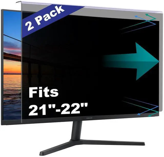 Main image of 2 Pack Computer Privacy Screen Shield Compatible for 21.5/22 Inch 16:9 Widescreen Desktop Monitor - Anti Glare & Blue Light Filter - Hanging Design for Easy On/Off