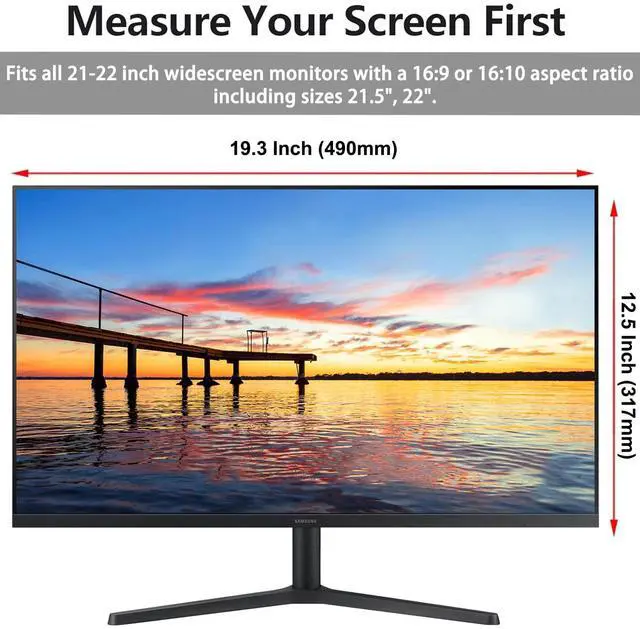 Alt view image 2 of 5 - 2 Pack Computer Privacy Screen Shield Compatible for 21.5/22 Inch 16:9 Widescreen Desktop Monitor - Anti Glare & Blue Light Filter - Hanging Design for Easy On/Off