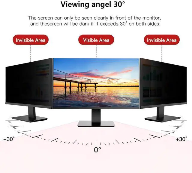 Alt view image 3 of 5 - 2 Pack Computer Privacy Screen Shield Compatible for 21.5/22 Inch 16:9 Widescreen Desktop Monitor - Anti Glare & Blue Light Filter - Hanging Design for Easy On/Off