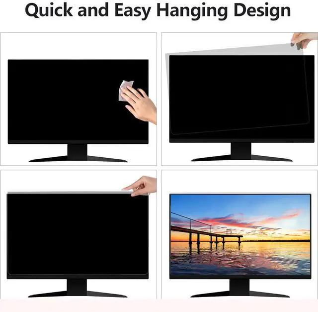 Alt view image 5 of 5 - 2 Pack Computer Privacy Screen Shield Compatible for 21.5/22 Inch 16:9 Widescreen Desktop Monitor - Anti Glare & Blue Light Filter - Hanging Design for Easy On/Off