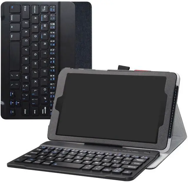 Main image of Alcatel Joy Tab Keyboard Case,Bige Slim Stand PU Leather Cover With Romovable Wireless Keyboard For T-Mobile Alcatel Joy Tab 2019 /Alcatel 3T 8-inch 2018 Tablet,Black