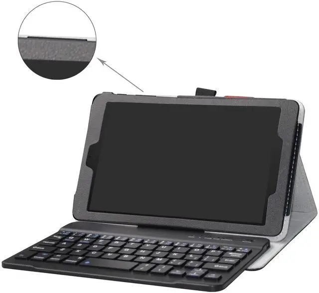 Alt view image 2 of 5 - Alcatel Joy Tab Keyboard Case,Bige Slim Stand PU Leather Cover With Romovable Wireless Keyboard For T-Mobile Alcatel Joy Tab 2019 /Alcatel 3T 8-inch 2018 Tablet,Black