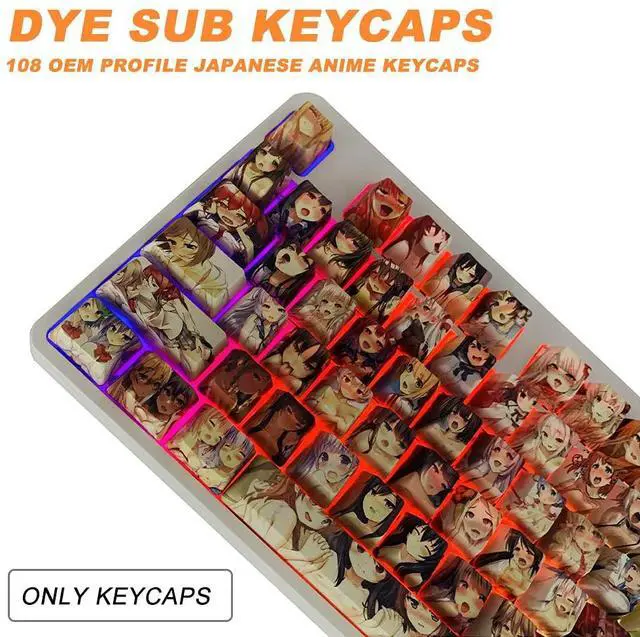 Alt view image 2 of 5 - Japanese Anime Keycaps 108 PBT Dye Sublimation Crystalline Character OEM Profile for Cherry Mx Gateron Kailh Switch Mechanical Keyboard(Colorful keycaps)