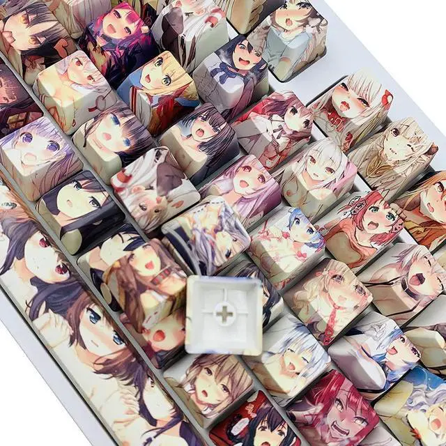 Alt view image 4 of 5 - Japanese Anime Keycaps 108 PBT Dye Sublimation Crystalline Character OEM Profile for Cherry Mx Gateron Kailh Switch Mechanical Keyboard(Colorful keycaps)