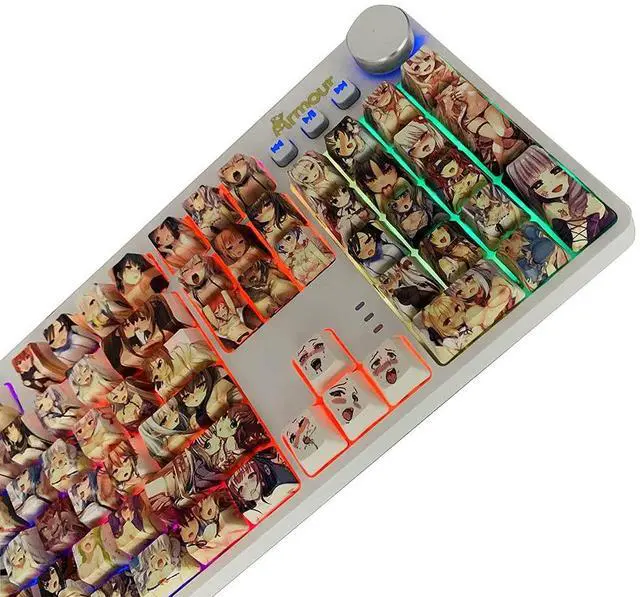 Alt view image 5 of 5 - Japanese Anime Keycaps 108 PBT Dye Sublimation Crystalline Character OEM Profile for Cherry Mx Gateron Kailh Switch Mechanical Keyboard(Colorful keycaps)