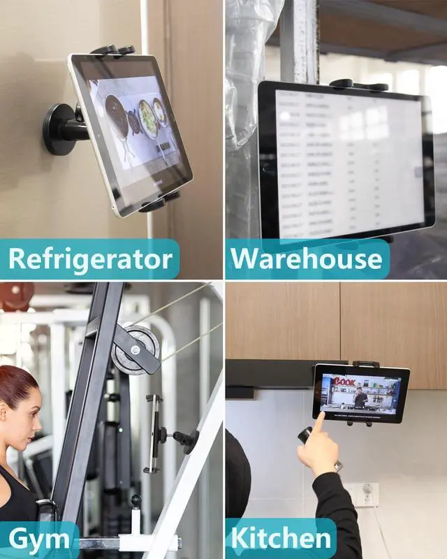 Alt view image 4 of 5 - CANHET Magnetic Tablet Holder, Fridge Mount for iPad, [Powerful Magnetic Base] Fits Warehouse/Metal Shelf/Kitchen/Whiteboard/Gym, Compatible with 4-13" iPad Pro Air Mini, Phone, Galaxy Z Fold