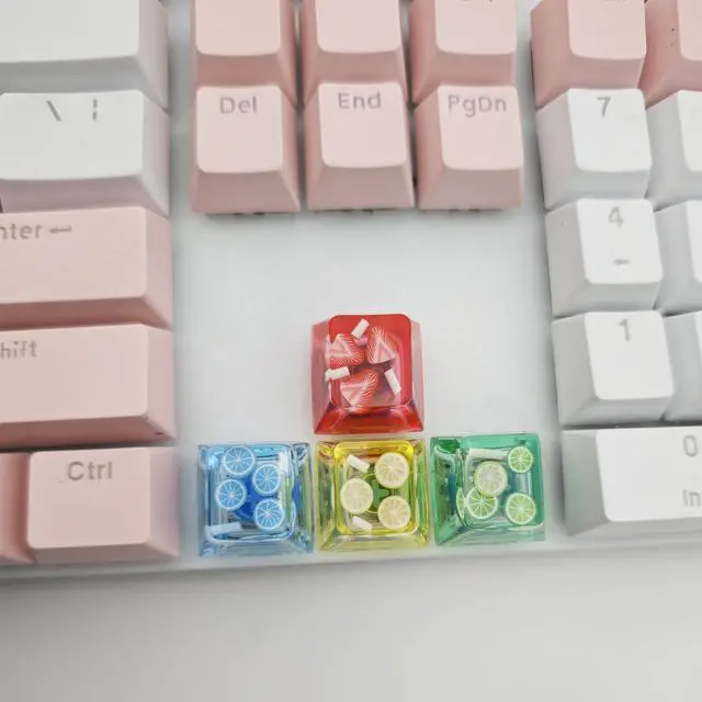 Alt view image 5 of 5 - Elacgap Personalized Fruit Lemon Backlight Keycap Handmade Custom Keycaps for Cherry MX Switches Gaming Mechanical Keyboard Cute Artisan Resin Keycap (4 Mixed Colors)