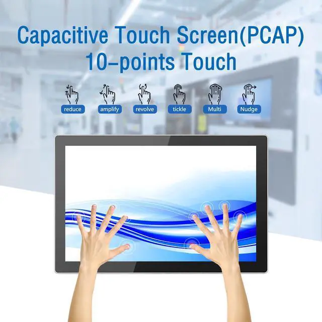 Alt view image 3 of 5 - GreenTouch 10.1 Inch Industrial Embedded Interactive Touchscreen Monitor, Capacitive Multi-Touch Screen Display with Front IP65 Water-Proof - 1280 x 800 Resolution