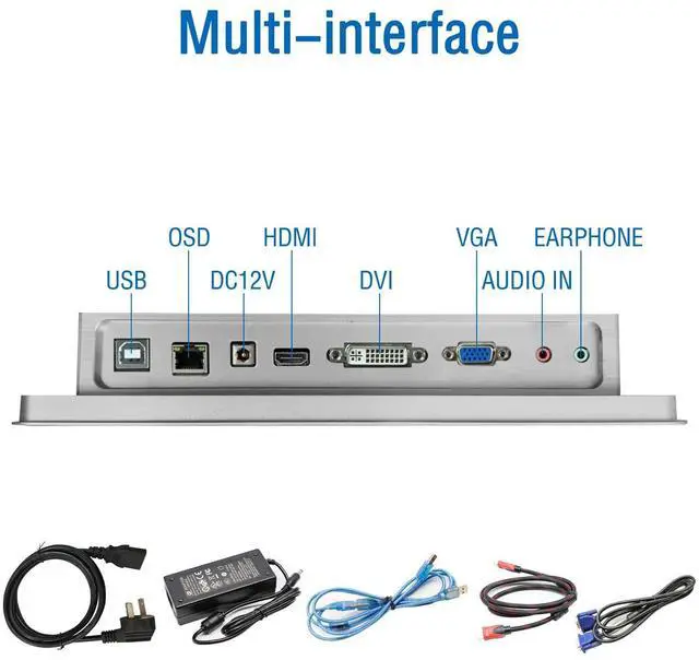 Alt view image 5 of 5 - GreenTouch 10.1 Inch Industrial Embedded Interactive Touchscreen Monitor, Capacitive Multi-Touch Screen Display with Front IP65 Water-Proof - 1280 x 800 Resolution