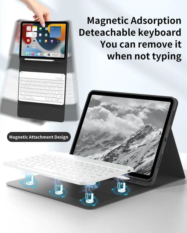 Alt view image 5 of 5 - SQBEBS Case with Keyboard for iPad (A16) 11th/10th Generation 11 inch 2025/10.9 inch 2022, Detachable Bluetooth Keyboard, Stand Folio Keyboard Cover with Pencil Holder for iPad 10 Gen, Black