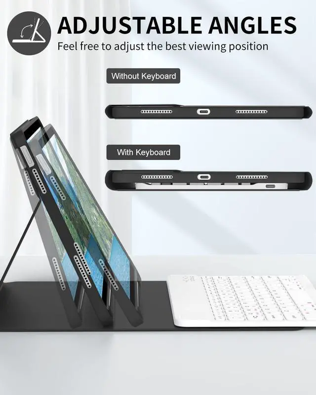 Alt view image 4 of 5 - SQBEBS Case with Keyboard for iPad (A16) 11th/10th Generation 11 inch 2025/10.9 inch 2022, Detachable Bluetooth Keyboard, Stand Folio Keyboard Cover with Pencil Holder for iPad 10 Gen, Black