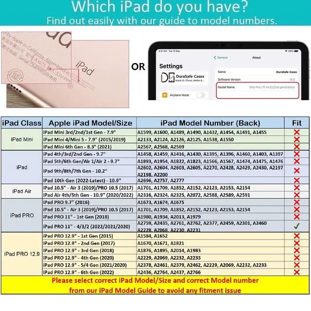 Alt view image 2 of 5 - DuraSafe Cases for iPad Pro 11 inch 2nd 3rd 4th Generation Cover A2759 A2762 A2377 MNXE3LL/A MNXD3LL/A MNXG3LL/A MNXF3LL/A MNXJ3LL/A MNXH3LL/A MNXN3LL/A MP553LL/A A2228 MY232LL/A MY252LL/A - Gray