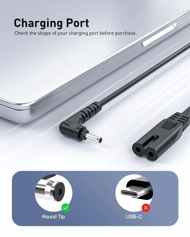 Alt view image 3 of 5 - 48W AC Charger Fit for LG Gram 15 17 15Z95N 17Z90N 17Z95N 17Z90N-R.ARS6U1 17Z95N-G.AAS7U1 15Z95N-G.AAC6U1 15Z95N-G.APS5U1 15Z95N-H.AAC8U1 15Z95N-H.AAS8U1 Laptop Power Supply Adapter Cord