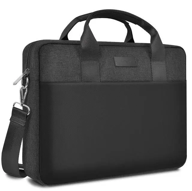 Main image of WIWU 14 Inch Laptop Bag for Men Women, Water-Resistant Laptop Case with Shoulder Strap Messenger Work Bag for Business Travel Compatible with MacBook Air Pro/Dell XPS/HP Envy/Microsoft Surface(Black)