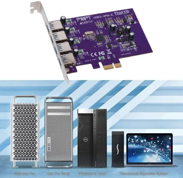 Alt view image 2 of 3 - Allegro Type A USB 3.2 | 3.0 PCIe 4-Port PCIe Card (Mac and Windows Compatible)