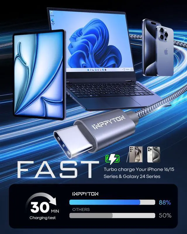 Alt view image 3 of 5 - 50Ft Extra Long USB C Cable [Durable Double Nylon Braided] USB A 2.0 to USB Type C Charging Cable (NO DATA) USB to USB C Cable Power Cord for USB-C Phone, Tablet, Galaxy, Camera, PS5, Switch & More