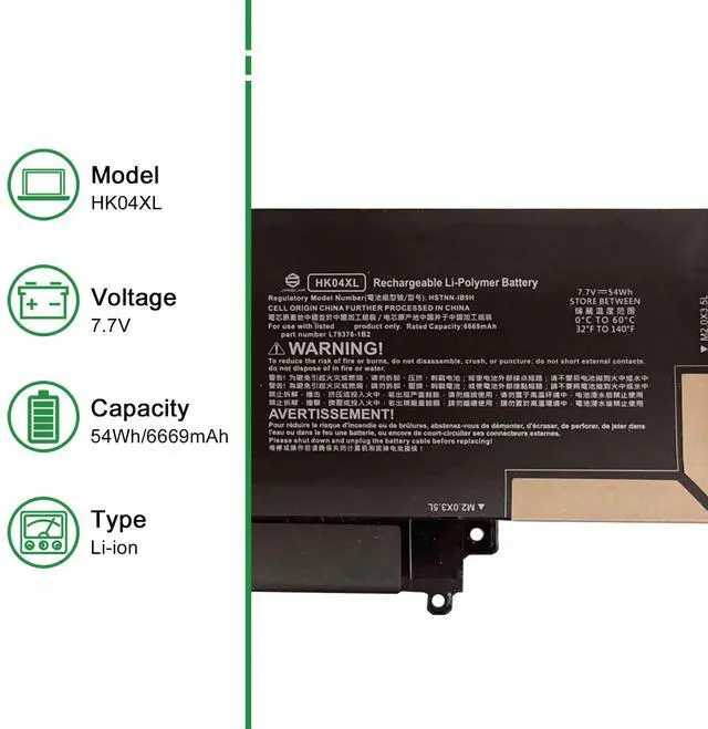 Alt view image 2 of 5 - JIAZIJIA HK04XL Laptop Battery Replacement for Hp EliteBook X360 1030 G7 G8 1040 G7 G8 Series Notebook L82391-005 HSTNN-IB9H L79376-1B2 Black 7.7V 54Wh 6669mAh