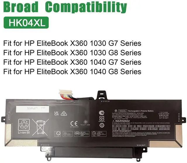 Alt view image 5 of 5 - JIAZIJIA HK04XL Laptop Battery Replacement for Hp EliteBook X360 1030 G7 G8 1040 G7 G8 Series Notebook L82391-005 HSTNN-IB9H L79376-1B2 Black 7.7V 54Wh 6669mAh