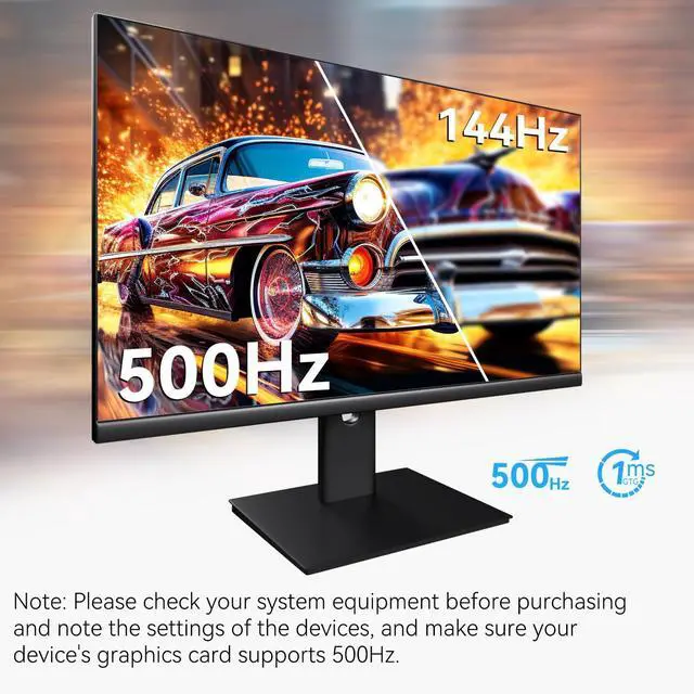 Alt view image 3 of 5 - 24.5 Inch 500Hz IPS Gaming Monitor, 1ms, 400cd/m², 100 sRGB PC Display 1920x1080P, AMD FreeSync Premium Pro Compatible, 2X HDMI 2.1 & DisplayPort 1.4, VESA Supports Computer Screen, Black