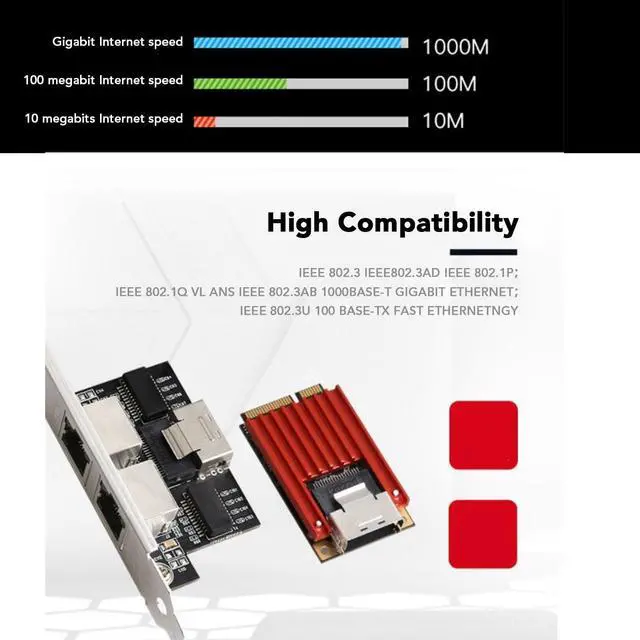 Alt view image 4 of 5 - Dual Port PCIe Gigabit Network Card, 1000M PCI Express Ethernet Adapter, Supports IEEE 802.3 IEEE802.3AD, 1G LAN NIC Card for Windows,Windows Server,Linux