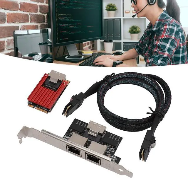 Alt view image 5 of 5 - Dual Port PCIe Gigabit Network Card, 1000M PCI Express Ethernet Adapter, Supports IEEE 802.3 IEEE802.3AD, 1G LAN NIC Card for Windows,Windows Server,Linux