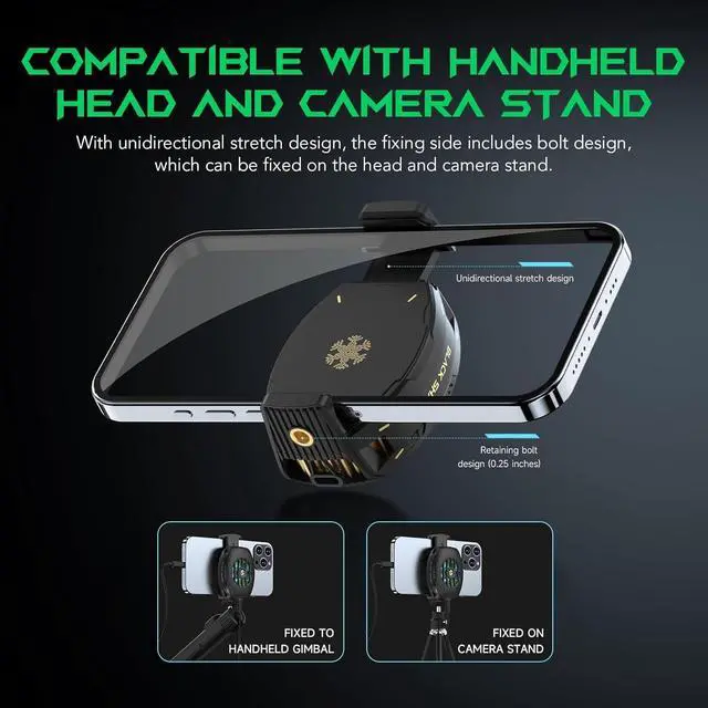 Alt view image 5 of 5 - Black Shark Phone Cooler Fun, Cellphone Radiator with Semi-Conductor Cooling Chip for 2.68-3.35 inches Tiktok Live Streaming, Outdoor Vlog, Mobile Gaming