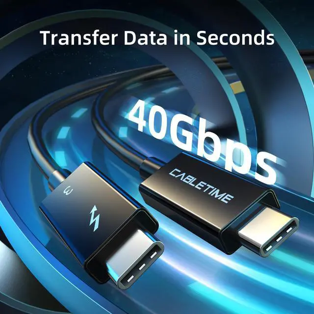 Alt view image 2 of 5 - Thunderbolt 3 Cable 40Gbps/100W/5A, Thunderbolt 3 Cable Compatible with New MacBook Pro, ThinkPad Yoga, Alienware 17 and More (2.3FT/0.7M)