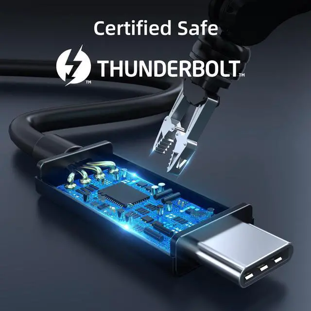 Alt view image 5 of 5 - Thunderbolt 3 Cable 40Gbps/100W/5A, Thunderbolt 3 Cable Compatible with New MacBook Pro, ThinkPad Yoga, Alienware 17 and More (2.3FT/0.7M)