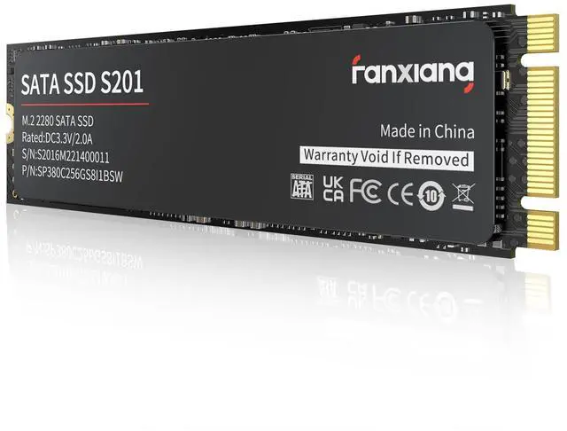 Main image of fanxiang S201 256GB M.2 SSD 2280 SATA III 6Gb/s Internal Solid State Drive, SLC Cache for Speed Boost, Read Speed up to 550MB/sec, Compatible with Laptop and PC Desktops(Black)