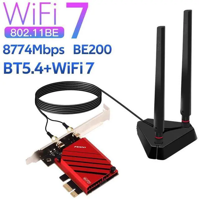 Alt view image 2 of 5 - FENVi PCI-E WiFi 7 Network Card (BE8800pro) BT5.4 BE200 9.3Gbps Gmaing 802.11be Tri-Band PCIe Desktop PC WiFi 7 Adapter Upgrades WiFi 6 WiFi 6E PCIe Card for Windows 11/10 Not Support AMD Motherboards