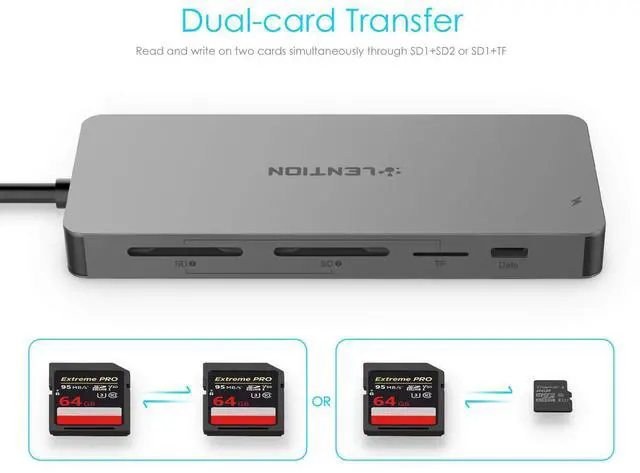 Alt view image 4 of 5 - LENTION USB C Hub with 3-Slot Card Reader, 4K HDMI, USB 3.0, USB 2.0, Type C Data/Charging Compatible 2023-2016 MacBook Pro, New Mac Air/Surface, Stable Driver Certified Adapter (CB-C19, Space Gray)