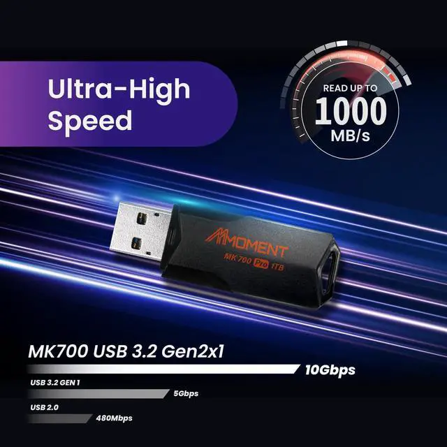 Alt view image 2 of 5 - MMOMENT MK700 1TB USB 3.2 Gen2x1 Flash Drive, Read Speed up to 600MB/s, Write Speed up to 500MB/s,Thumb Drive