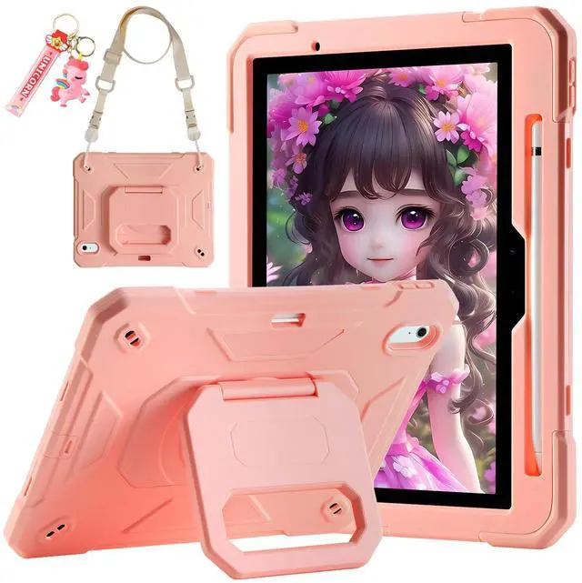 Main image of MARKILL for iPad Air 11 Case (M3) 2025/ iPad Air 11 Case 2024 (M2) with Pen Slot/360 Rotating Grip Magic Stand,Keychain/Shoulder Strap,Full-Body Rugged Cover for iPad Air 6th Generation (Pink)