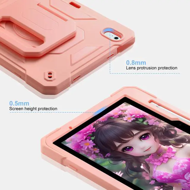 Alt view image 5 of 5 - MARKILL for iPad Air 11 Case (M3) 2025/ iPad Air 11 Case 2024 (M2) with Pen Slot/360 Rotating Grip Magic Stand,Keychain/Shoulder Strap,Full-Body Rugged Cover for iPad Air 6th Generation (Pink)