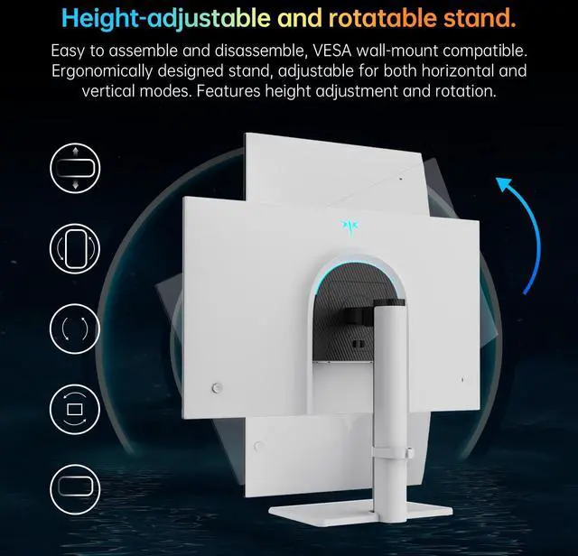 Alt view image 5 of 5 - KTC Monitor 27-inch White Gaming Monitor WQHD (2560x1440) Fast IPS, 300Hz (Supports 320Hz via Overclocking) 1ms 144% sRGB High Brightness 450cd/, Low Blue Light, Flicker-Free, 2 x HDMI, 1 x DP H27E6