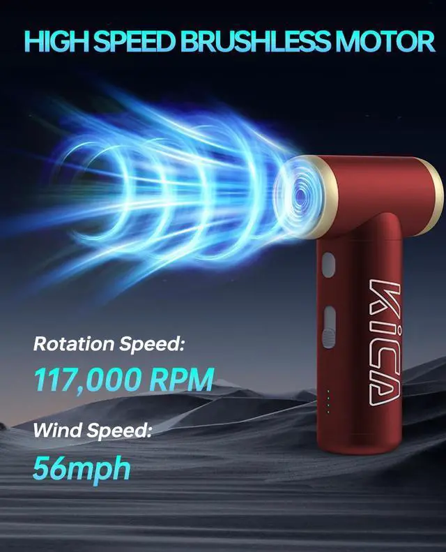 Alt view image 3 of 5 - KiCA JetFan 2S Electric Air Duster with Vacuuming Accessory (Red)