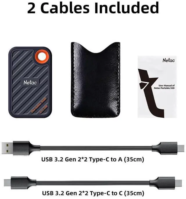 Alt view image 2 of 5 - Netac 1TB Extreme Portable SSD External Solid State Drives Up to 2000MB/s Read 1700MB/s Write Speed, USB 3.2 Gen.2 Business Travel Essential, ZX20