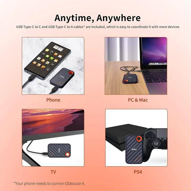 Alt view image 4 of 5 - Netac 1TB Extreme Portable SSD External Solid State Drives Up to 2000MB/s Read 1700MB/s Write Speed, USB 3.2 Gen.2 Business Travel Essential, ZX20