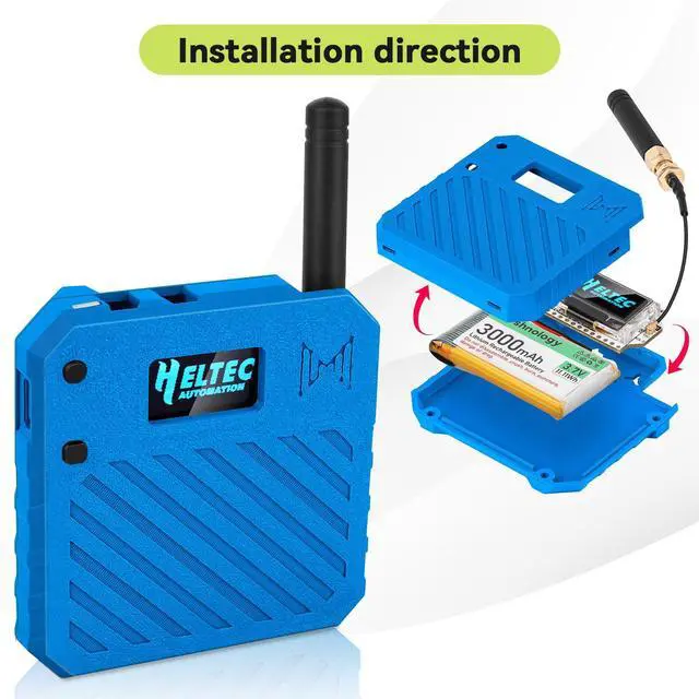 Alt view image 3 of 5 - ESP32 LoRa V3 Development Board + 3.7V 3000mAh Battery + Custom Case Set - with 915MHz Meshtastic Antenna and SMA Antenna Surport WiFi Bluetooth LoRa V3 Devices for Arduino LoRawan IOT (N33,Blue)